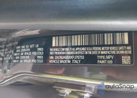 2019 Jeep Renegade Altitude Fwd из США, поврежденный, VIN ZACNJABBXKPJ76703